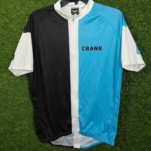 Twin Six Crank Cycling Jersey Mens Full Zip Short Sleeve Black Blue White